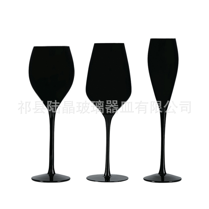 Lu Jing negro simple copa de vino tinto estrella negro champán vidrio negro brillante pintura copa de vino ciego Copa