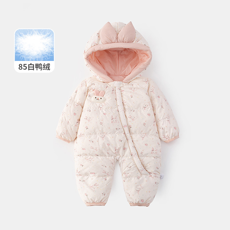 Baby Girl down Jacket Jumpsuit Newborn 85 White Duck down Hug Baby Winter New Outing Crawler Suit 5601
