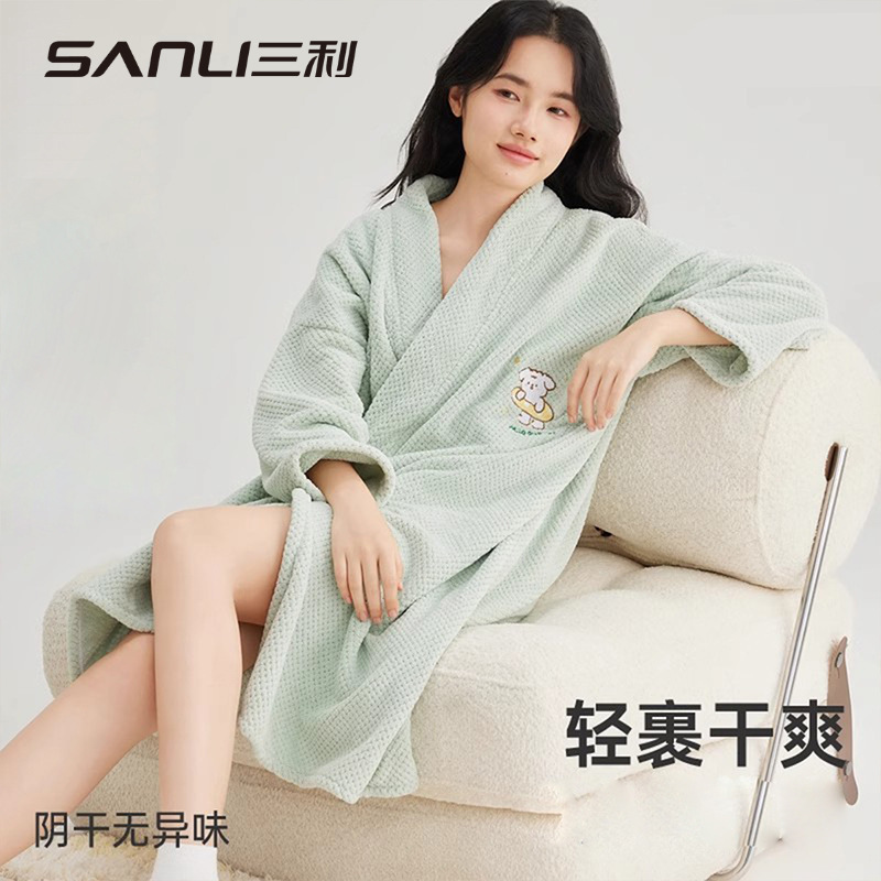 Sanli Long Bathrobe Bath Towel Wearable Pajamas for Women Autumn and Winter 2025 New Style Nightgown Coral Velvet Men's Absorbent Bathrobe Sanli Long Bathrobe Bath Towel Wearable Pajamas for Women Autumn and Winter 2025 New Style Nightgown Coral Velvet Men's Absorbent Bathrobe