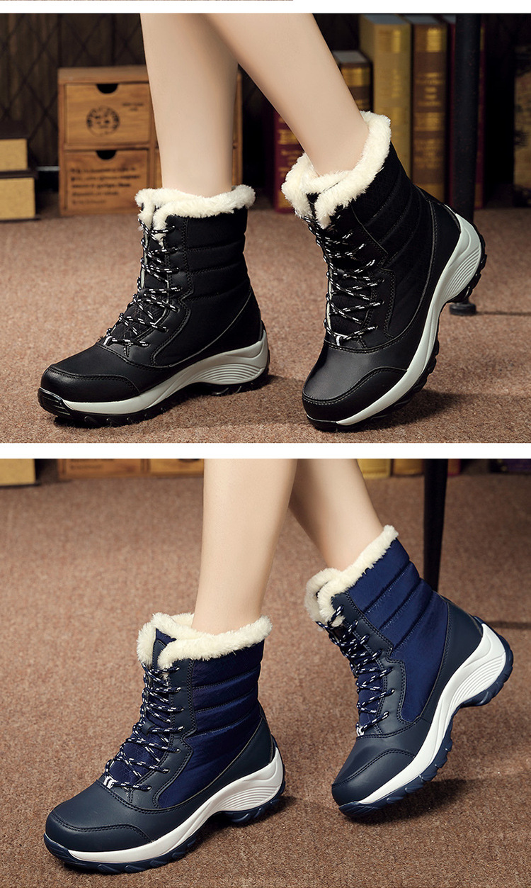 Botas de calidad Martin de pelo de conejo para mujer en invierno felpa gruesa chimenea de algodón grande con suelas gruesas nieve corta la tendencia de_voghion.com