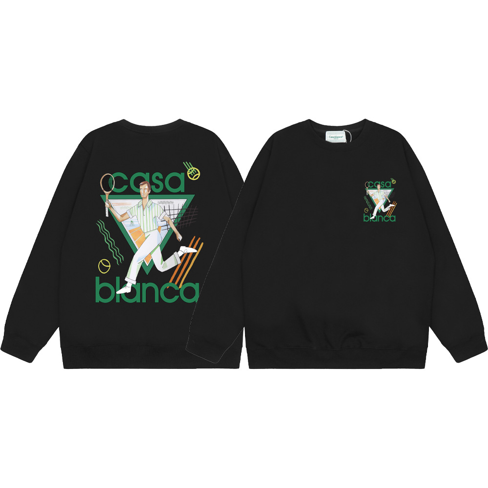 Marca de moda transfronteriza Casablanca letras de Casablanca impresión de color 380g lazo camiseta de cuello redondo