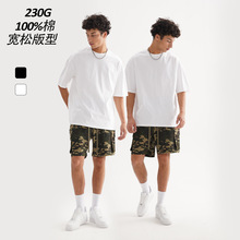 ETAI男装|宽松休闲户外纯色棉T恤高品质潮流百搭款夏季男女短袖