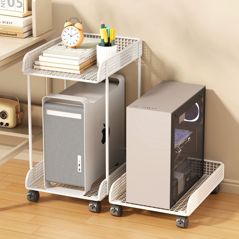 Computer Host Tray Removable Telescopic Chassis Base with Pulley Storage Rack Home Office Computer Tray