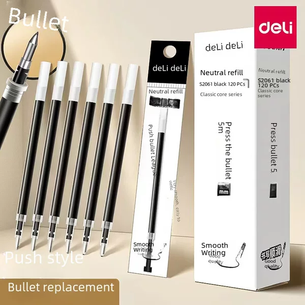 Deli S206 Retractable Pen Refill 0.5mm Gel Pen A575 Refill Black Blue Red Ink Blue Wholesale
