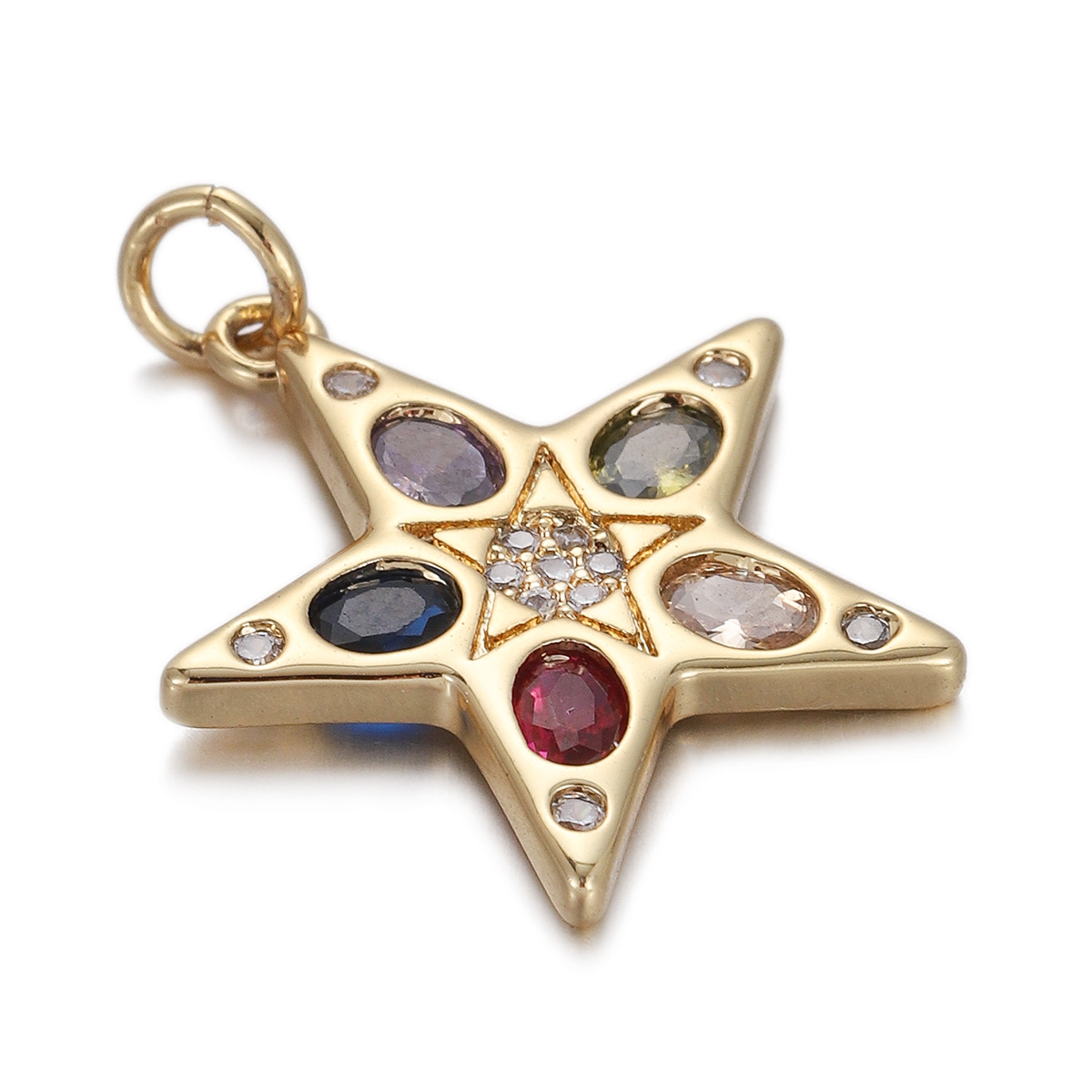 4g Weight Pendant Jewelry Making Type Gold Plated Plating Material Zircon Inlay Material 1 Piece Quantity Holiday, Daily Occasion Copper Material Geometric, Star, Moon Pattern Women's Gender Enamel Design Simple Style Style 1 Piece Copper Zircon Gold Plated Geometric Star Moon Pendant 23