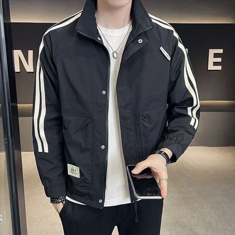 Scissor Stone 2026 Men's Jacket Trendy Versatile Men's Wear New Workwear Color Block Top Bomber Jacket