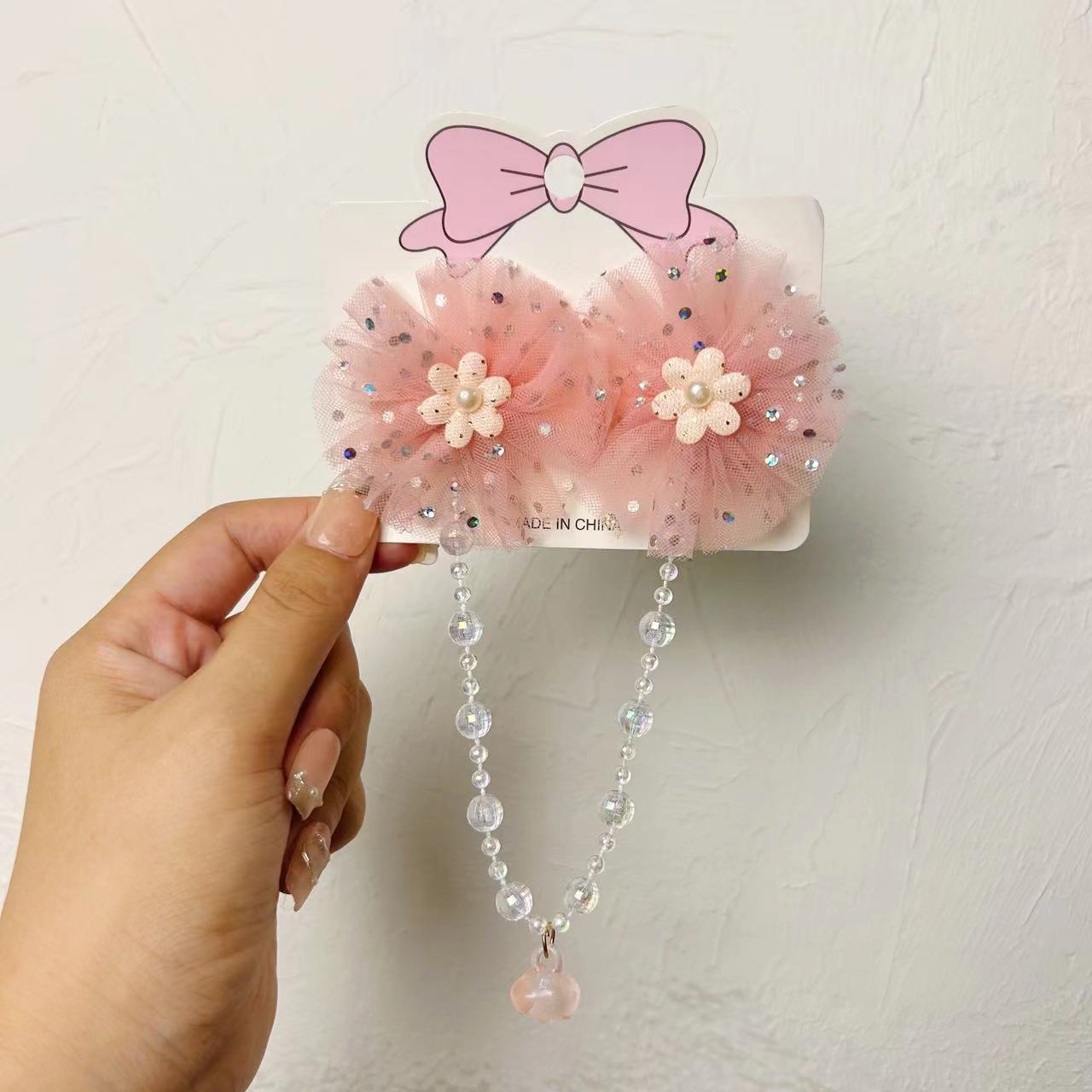 Flores de malla para niños nuevas tarjetas de cabello de niña super inmortal bebé trenzado cadena de cabello adornamiento de cabello estilo chino clip de ropa Han