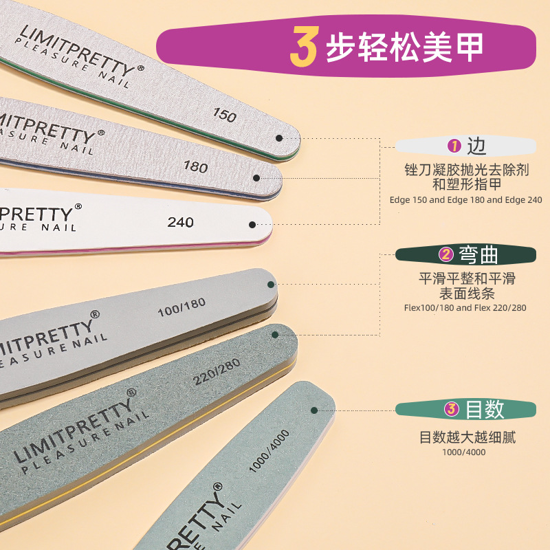 Lima de uñas de molienda de uñas tira de arena tira de conformación de uñas tira de pulido y pulido tira especial esponja tira de frotamiento manicura herramienta traje
