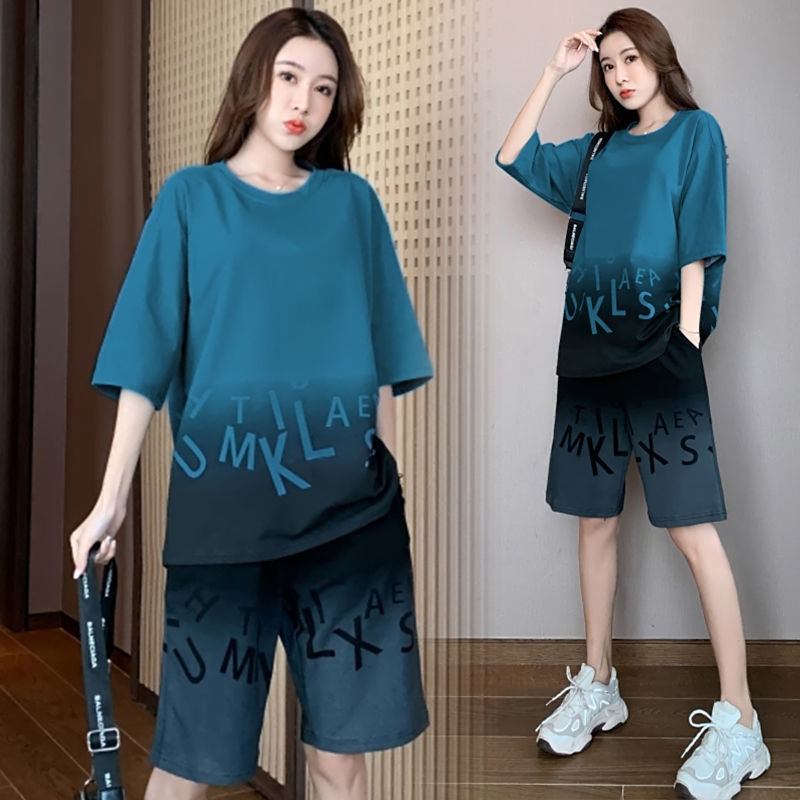 해외 무역 크로스 국경 여성의 여름 튀김 거리 슬리밍 서양 스타일 패션 캐주얼 여름 옷 인터넷 연예인 우아한 투피스 스포츠 세트