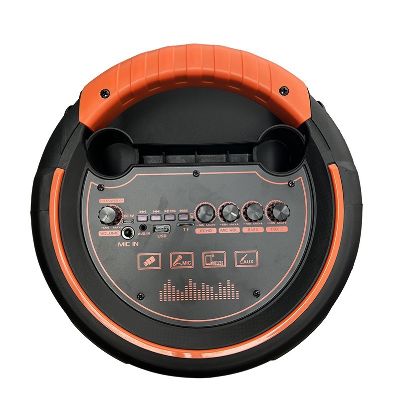 Fábrica de suministro directo de altavoces inalámbricos de 8 pulgadas de 20W reproductores Bluetooth con doble micrófono inalámbrico LED luz de atmósfera