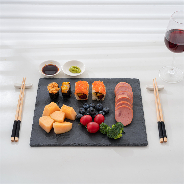 Hot Sale Green Slate Set Black Rock Dinner Plate Restaurant Stone Insulated Placemat Japanese Style Creative Sushi Set