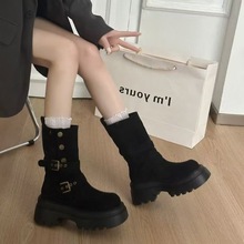 厚底英伦风短靴女2025年冬季新款爆款时尚百搭流行高跟超火马丁靴