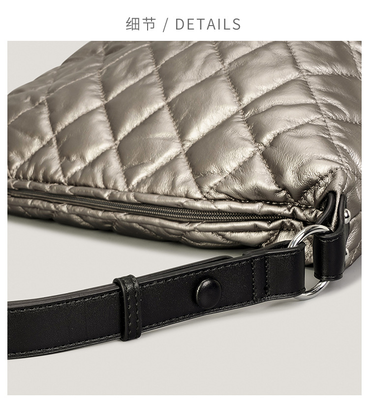 Title 7, Borsa a tracolla trapuntata in nylon da donna, ...