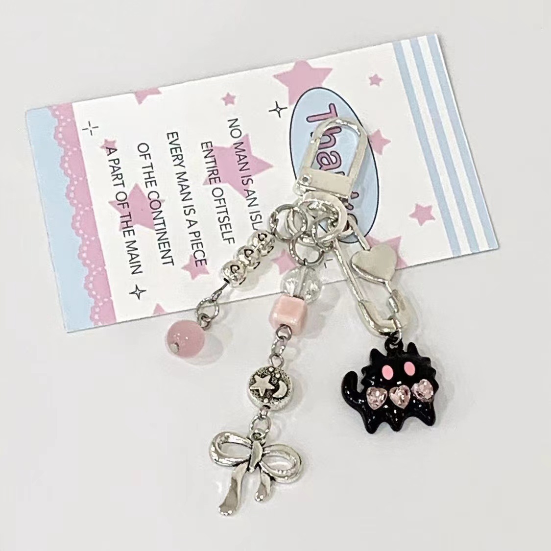 1 Piece Quantity Daily Occasion 1 Piece Cute IG Style Cat Bow Knot Alloy Inlay Rhinestones Keychain