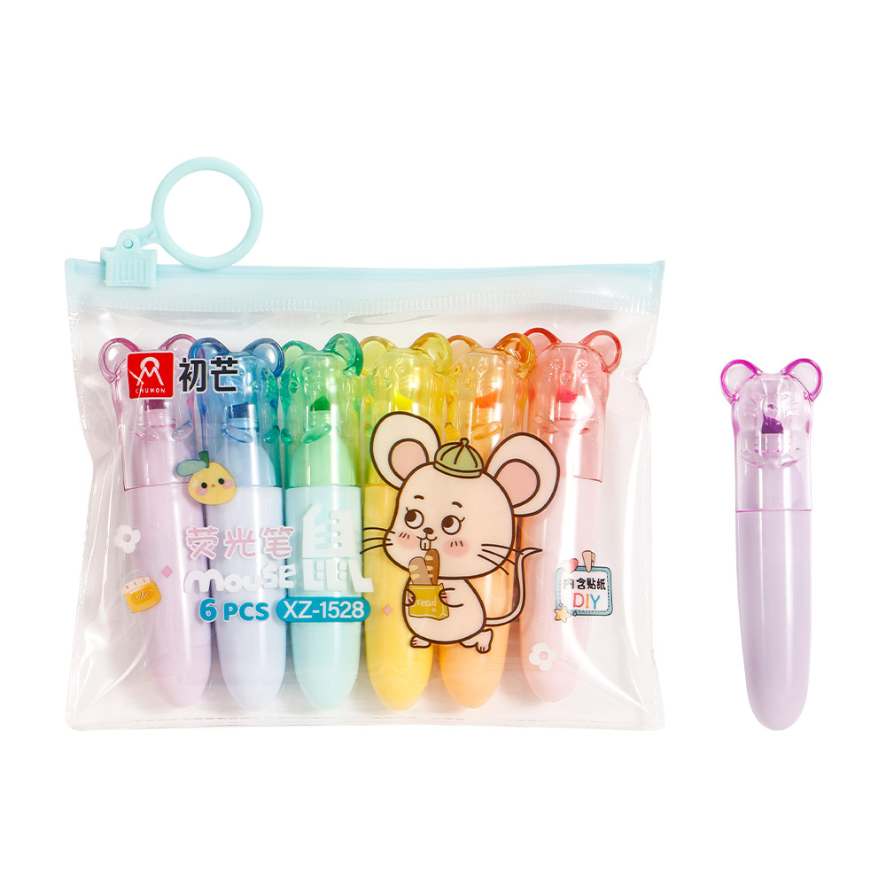 Cat Paw Highlight Pen Set Mini Fluorescent Handbook Pen Set 6 colores pen creativo