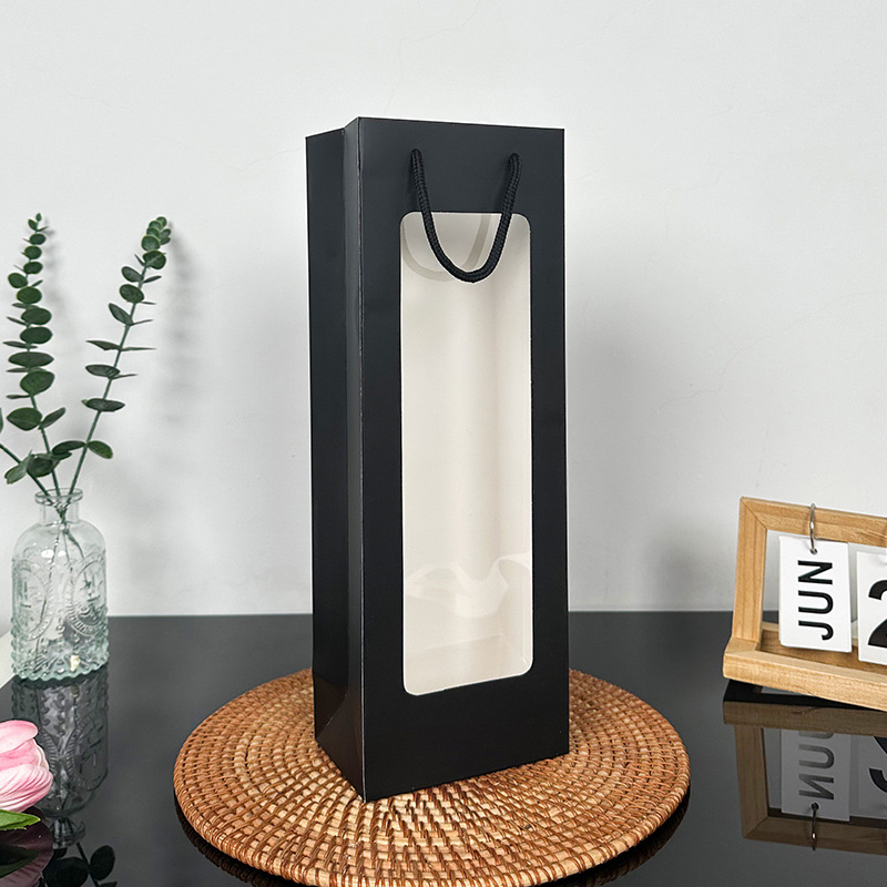 Negro; cartón blanco; bolsa de vino tinto 12,5*8,5*36cm