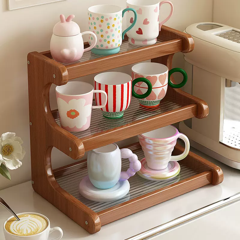 桌面水杯架子置物架新中式博古架多层茶具茶壶收纳摆放架储物
