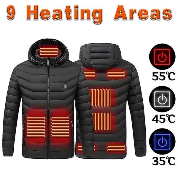 M 92013 Smart Heating Hooded Cotton Coat Intelligent Heating Cotton Coat
