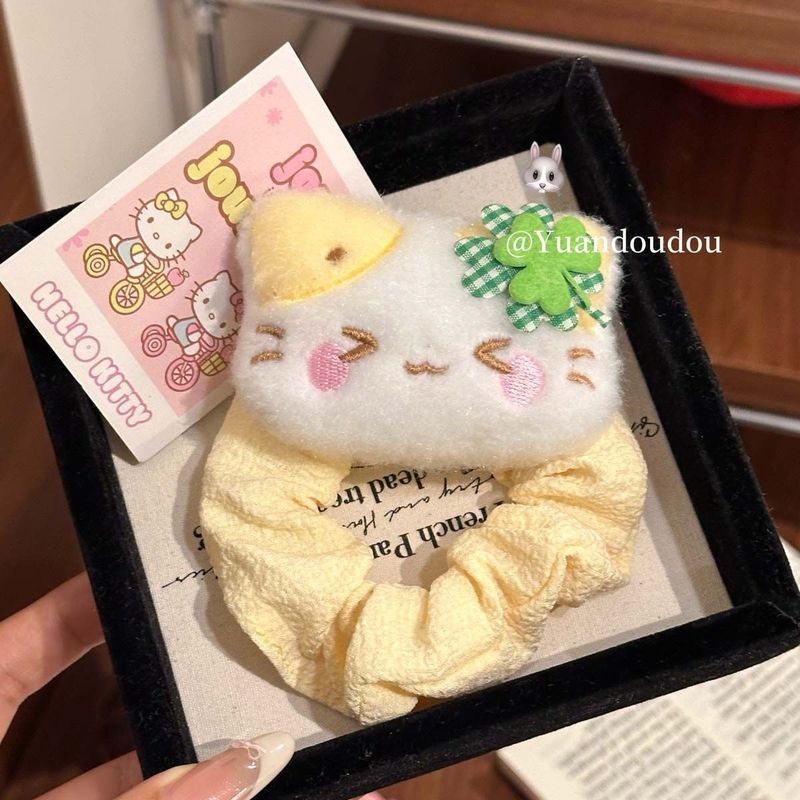 四叶草幸运小猫发圈发绳可爱卡通表情猫咪皮筋学生丸子头头绳礼物|undefined