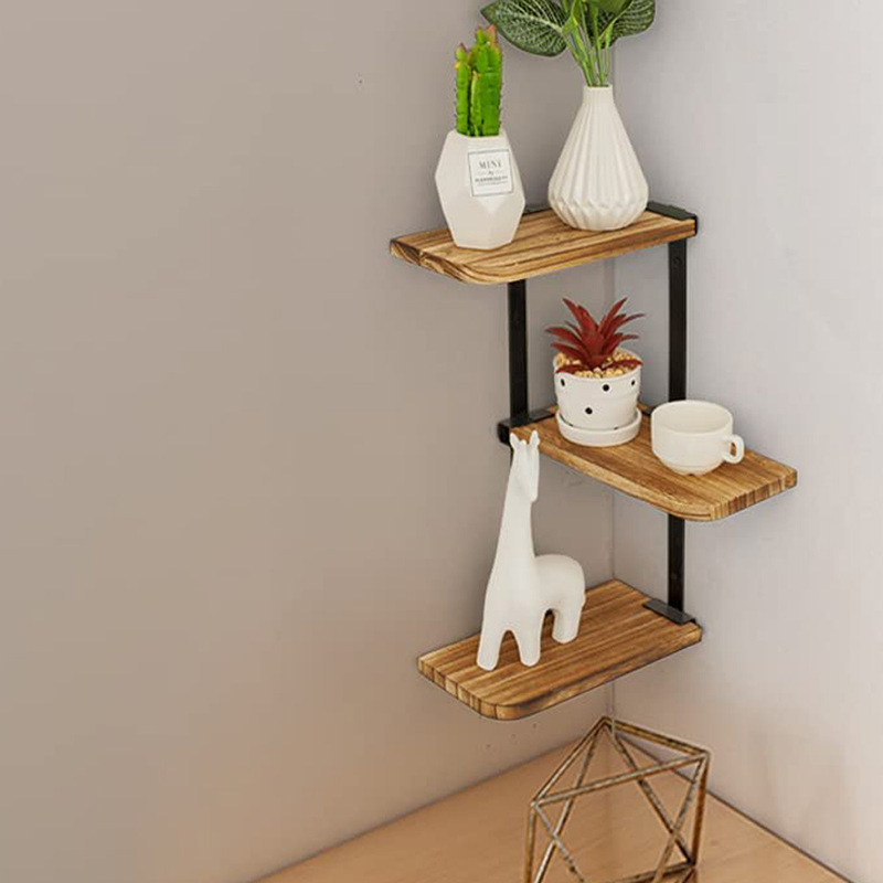 Three-layer Wall Storage Rack Wall Corner Wrought Iron Wooden Storage Rack Living Room Flower Rack Decorative Photo Frame Display Wooden Rack Three-layer Wall Storage Rack Wall Corner Wrought Iron Wooden Storage Rack Living Room Flower Rack Decorative Photo Frame Display Wooden Rack