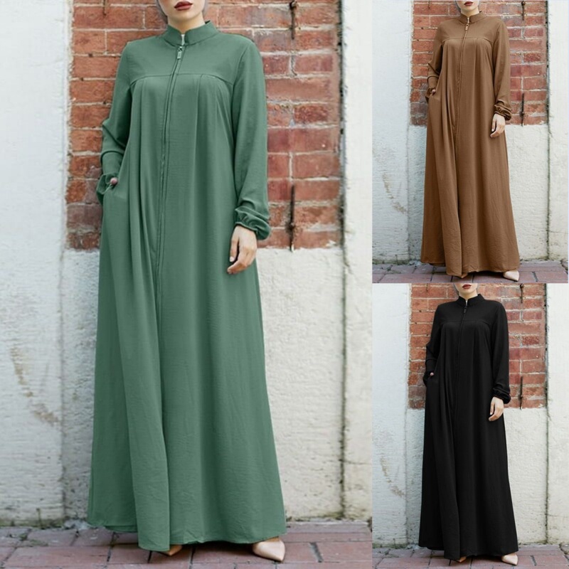H702 # New Style Women's Clothing with Stand-Up Collar, Zipper Pockets, and a Stylish Loose-Fitting Casual Dress.
