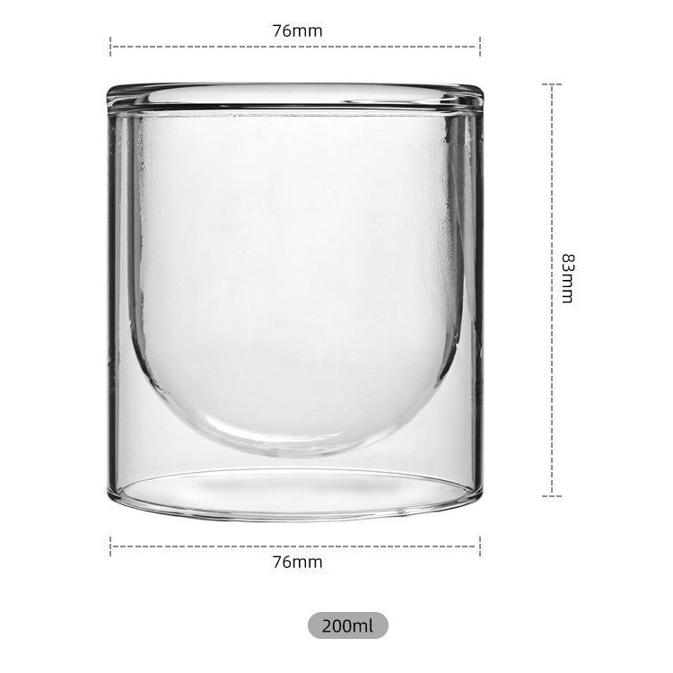 Taza de vidrio de doble capa de alta temperatura de alta borosilicona de vidrio de doble capa de vela de vela de doble capa de taza de té a prueba de quemaduras mayorista