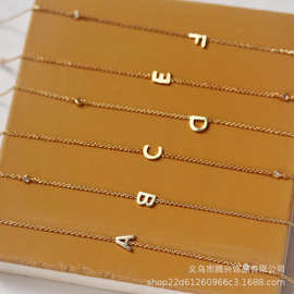 跨境欧美ins风新款18K镀金26字母不锈钢项链钛钢饰品锁骨链不掉色