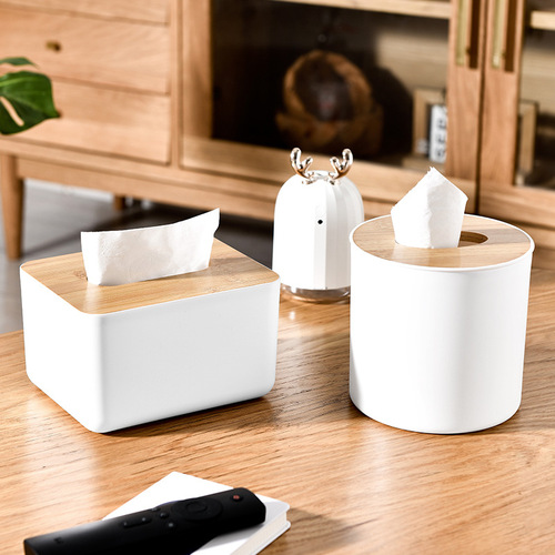 Bolan Japanese simple sundry storage box plastic paper box household multi-functional desktop coffee table bamboo tissue box