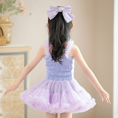 Baby Tutu Dress Summer Children's Dress Baby Strappy Puff Dress Flower Girl Princess Dress Little Girl Net Dress
