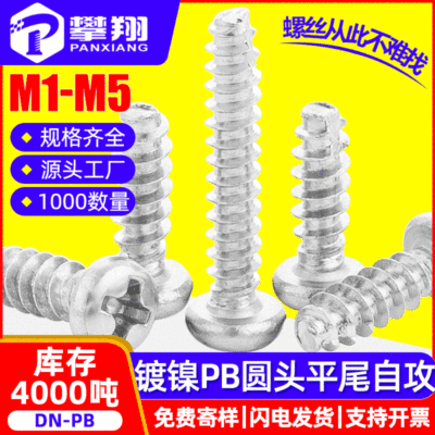 PB镀镍十字半圆头平尾自攻螺丝批发盘头平尾自攻螺钉M2/M3/M4/M5