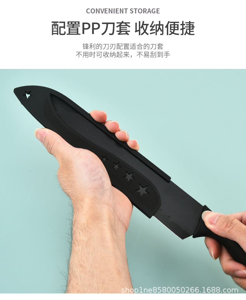现货厨房套刀不锈钢菜刀加厚黑钢刀黑刃五件套礼品刀具套装批