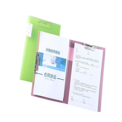 New transparent office folder single clip double clip pp candy color contract folder student frosted file folder