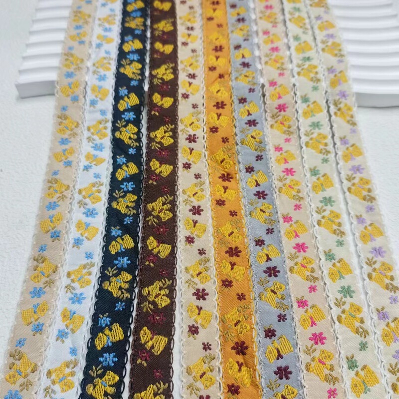 Wavy Flower Hook Edge Ear Edge Ethnic Style Teddy Bear Jacquard Embroidered Ribbon Headdress Shoes Garment Accessories