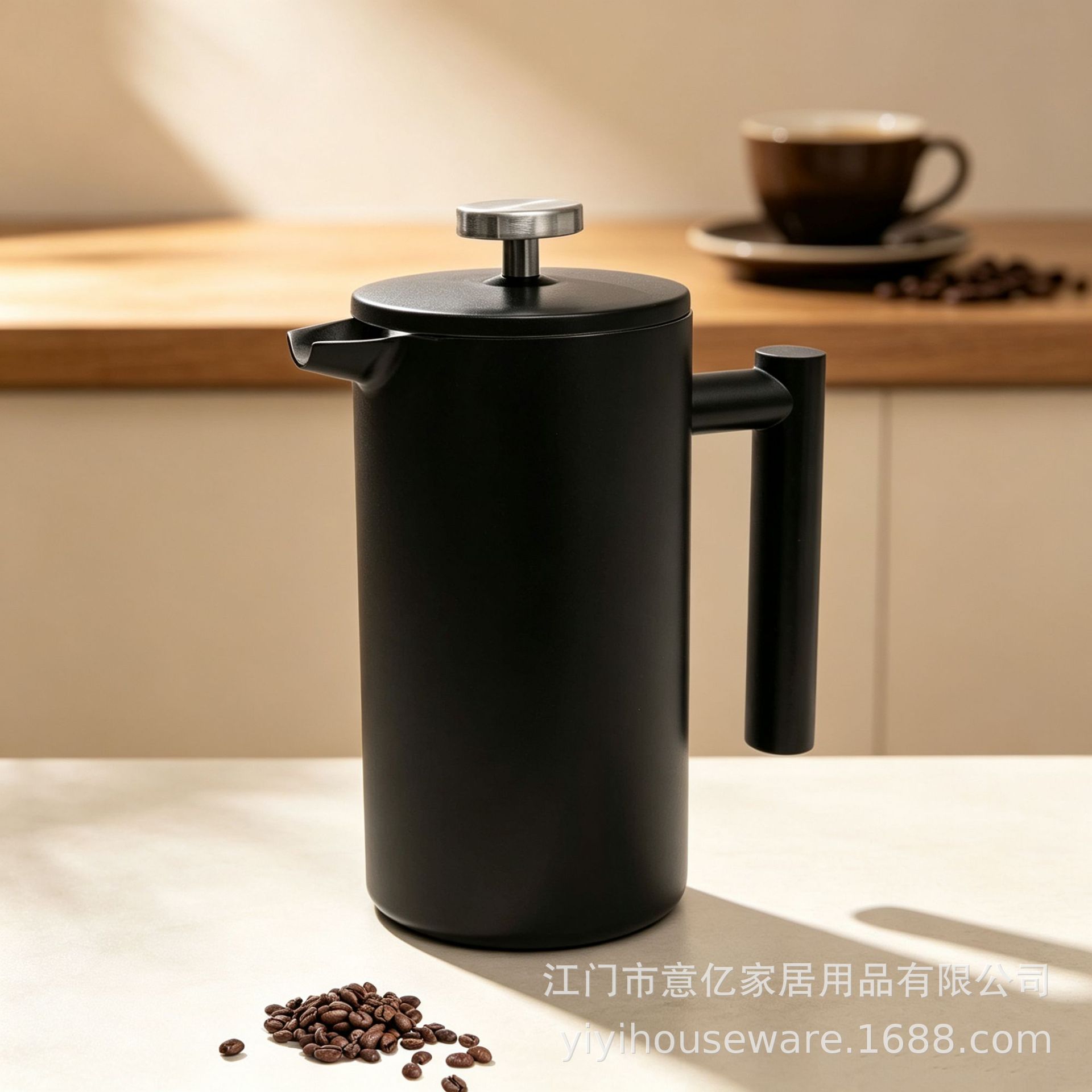 Cross-border bestseller French press coffee pot, double-layer stainless steel coffee pot, home-use hand-brew tea pot, coffee utensil, filter press pot