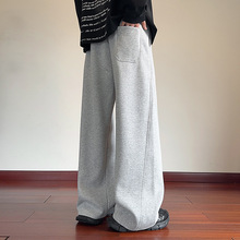 美式高街弯刀休闲裤子男潮牌宽松大码阔腿运动卫裤重磅垂感梧桐裤