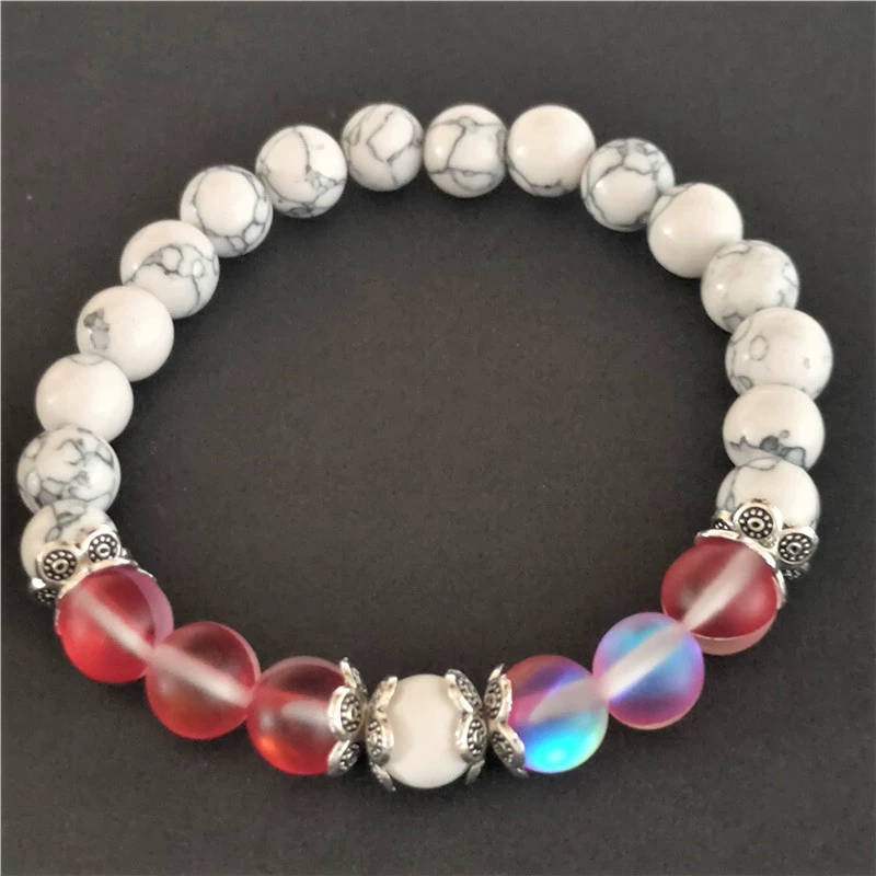 (Cross-border trading), flashing elastic fashionable ball with beads, turquoise beaded bracelet for men and women, European style, 8mm, simple and elegant design