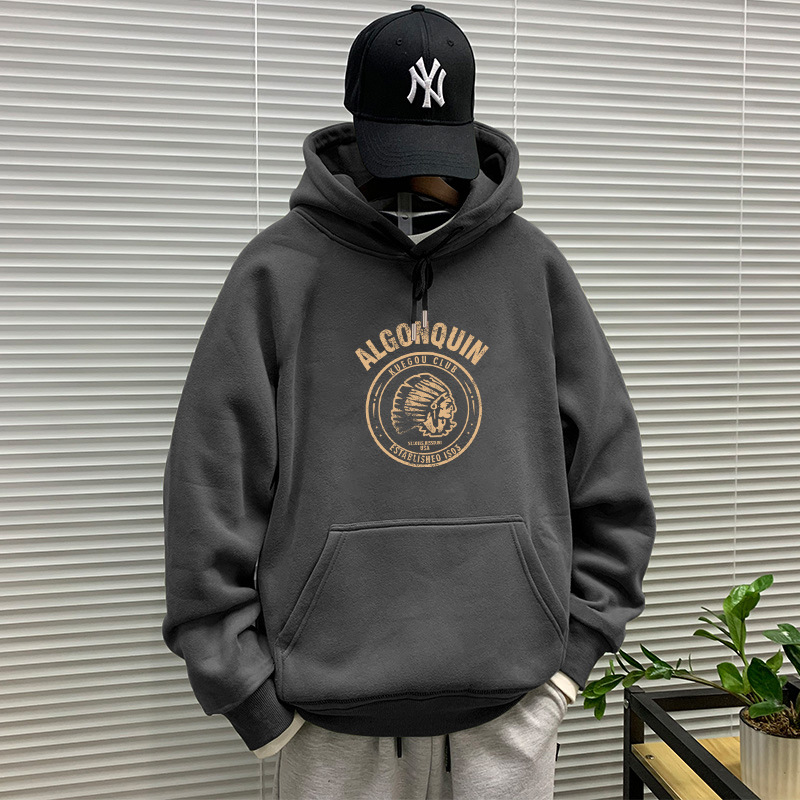Primavera y otoño pesado suéter con capucha de los hombres marca moda invierno Top HOODIE más terciopelo abrigo americano pareja pullover