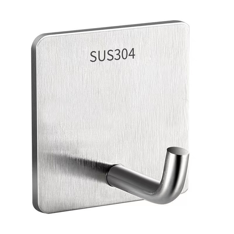 304 acero inoxidable de perforación libre gancho adhesivo fuerte cocina inodoro pared colgando gancho ropa gancho de metal
