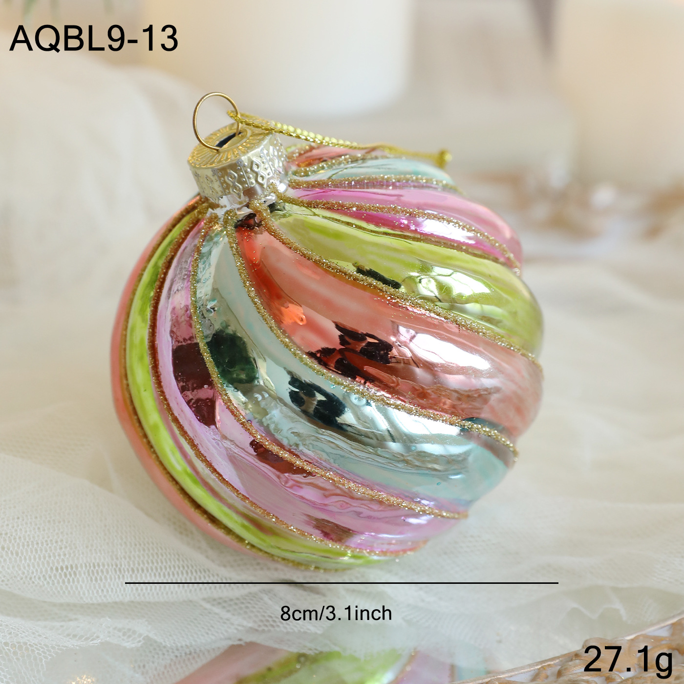 Bola de vidrio de color de 8cm esparciendo bolas colgantes en polvo decoración del árbol de Navidad decoración del colgante de bola hueca disposición del Festival