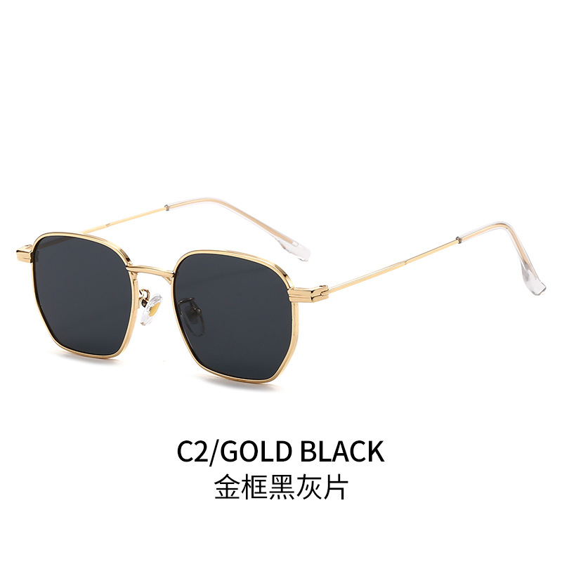 New Fashion Metal Sunglasses Women's Retro Anti-UV Sunglasses Ins Korean Style Trendy Square Plain Glasses