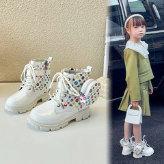 Girls' Martin Boots 2024 Spring and Autumn New Children's Boots School Bag Single Boots Little Girls British Style Princess Short Boots