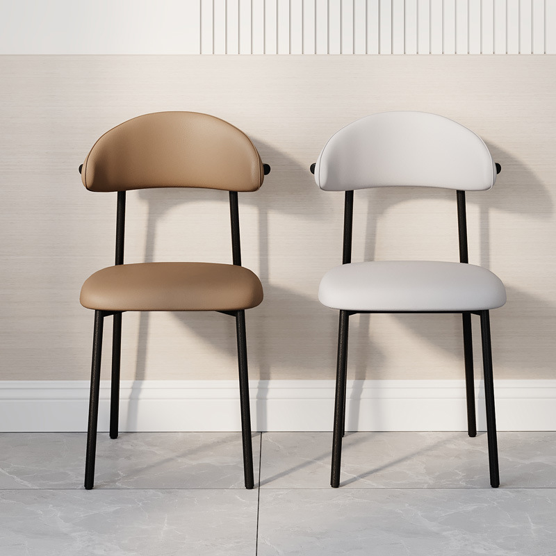 Silla de comedor de lujo ligero, cojín de cuero para el hogar, silla de ocio, silla de recepción de hotel, silla de banquete comercial, silla de comedor