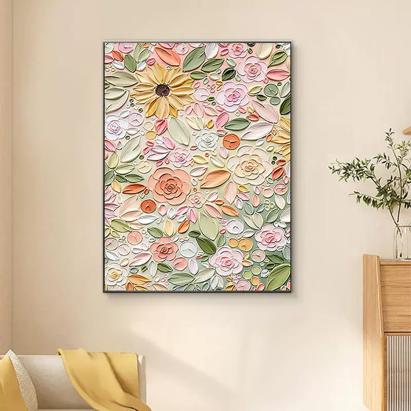 Декоративная картина для гостиной в масляном стиле, абстрактная цветочная подвесная картина для входа, картина на полу на фоне дивана с множеством цветов 80120.