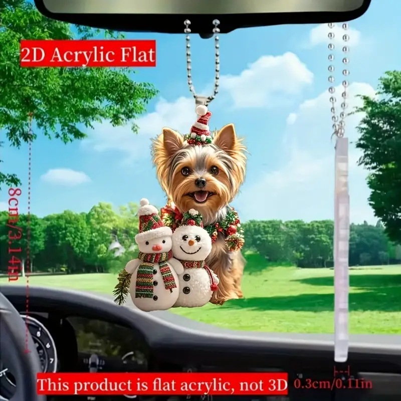 Creativa nueva Navidad adorable perro acrílico colgante plano transfronterizo colgante de automóvil colgante de decoración de fiesta image 3
