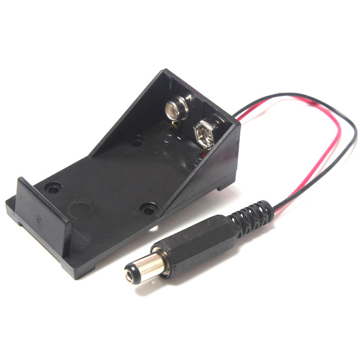 9V电池盒无盖无开关红黑线带DC电源插头电池座9伏6F22方形电池盒