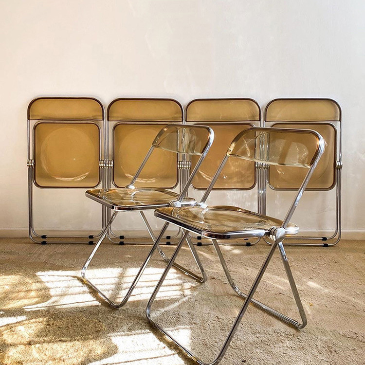 Factory Supply Chair Home Acrylic Dining Chair Nordic Backrest Internet Popular ins Transparent Folding Chair