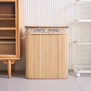 Large 100 Liter Square Folding Dirty Clothes Basket Dirty Clothes Basket with Lid Dustproof Woven Bamboo Frame Dirty Clothes Storage TEMU