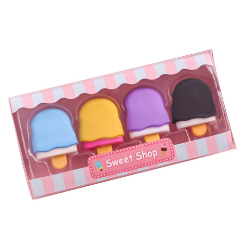 Children's creative simulation eraser 4 cute boxed leather erasers for students, dessert shaped pencil erasers, small stationery gifts