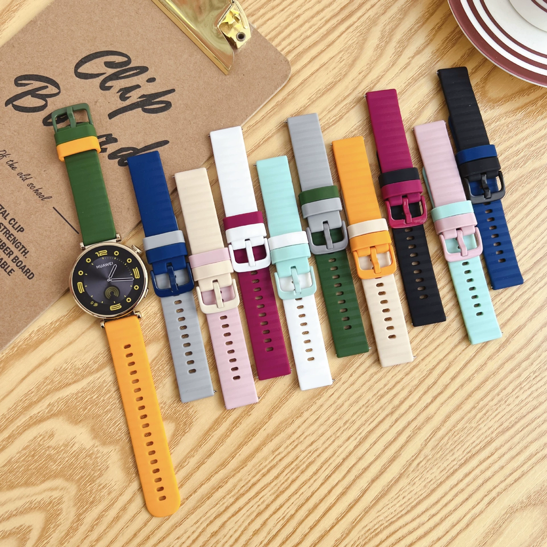 Подходит для часов Samsung Huawei GT4 Jiaming, силиконовый ремешок 18 20 22 мм, волновой узор, соответствующий цвету, силиконовый ремешок на запястье