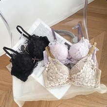 6620仙女风翠花小胸聚拢精美蕾丝中厚舒适柔软杯无钢圈调整型文胸